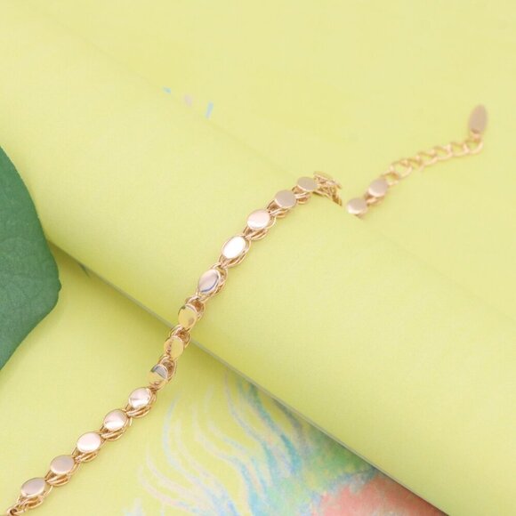 "Elegant Rose Gold Bracelet with Textured Round Charm Links, XPBL1102 - Picture 2 of 12